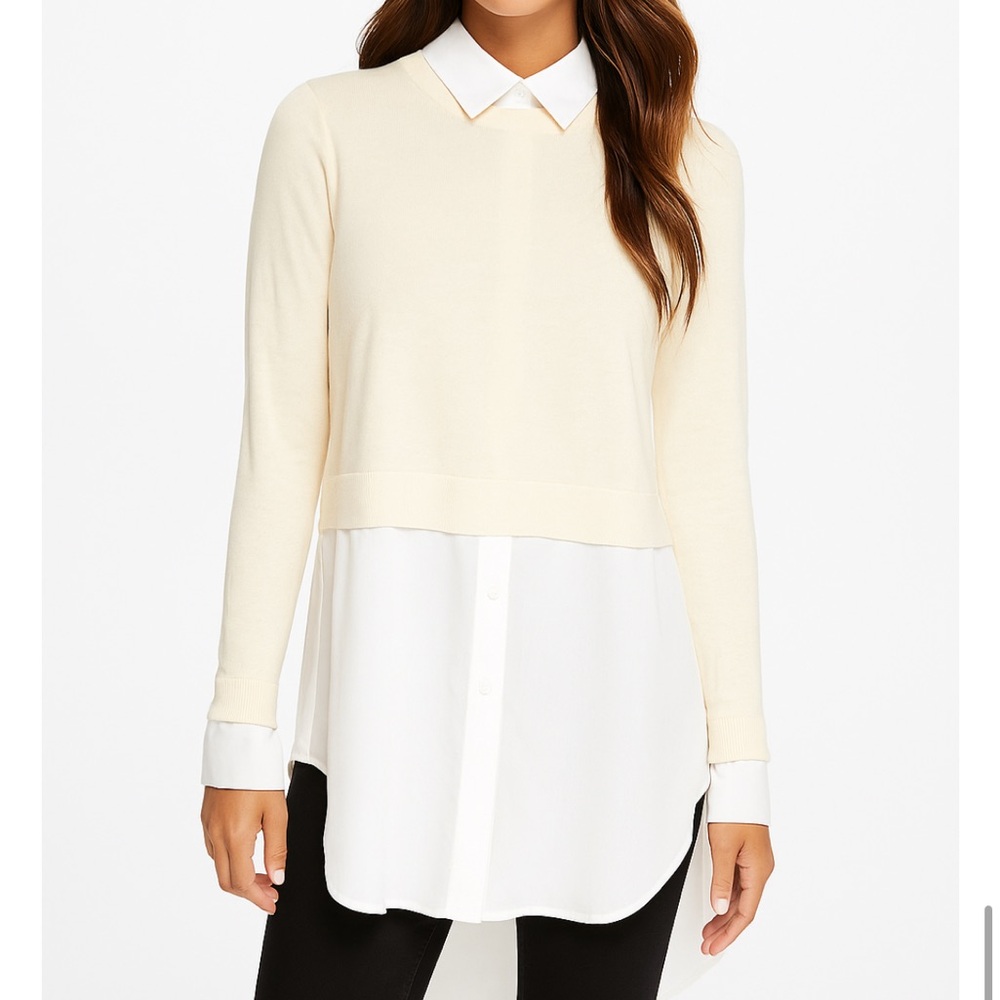 Sandro White Collared Sweater